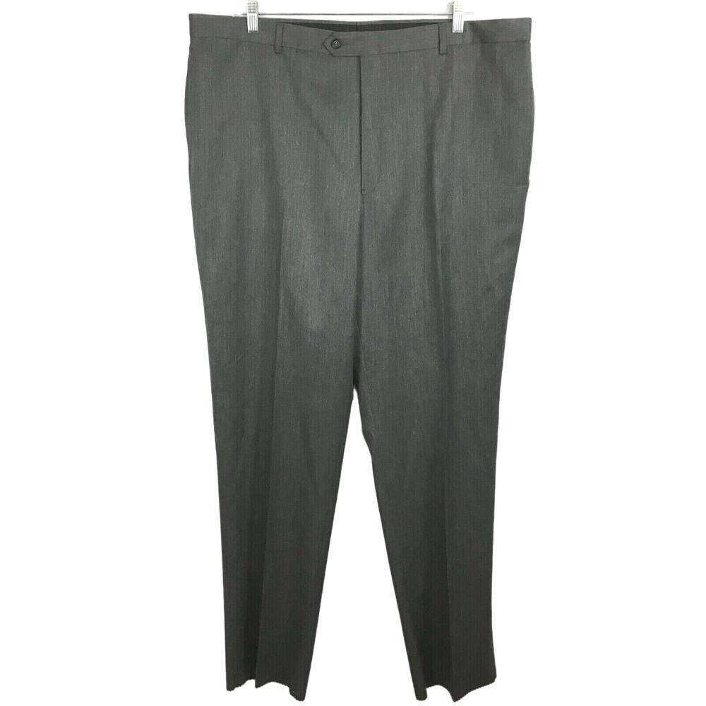 NWT Austin Reed Pants Mens Sz 44 Gray Super 100s Wool Trouser Dress *Unhemmed